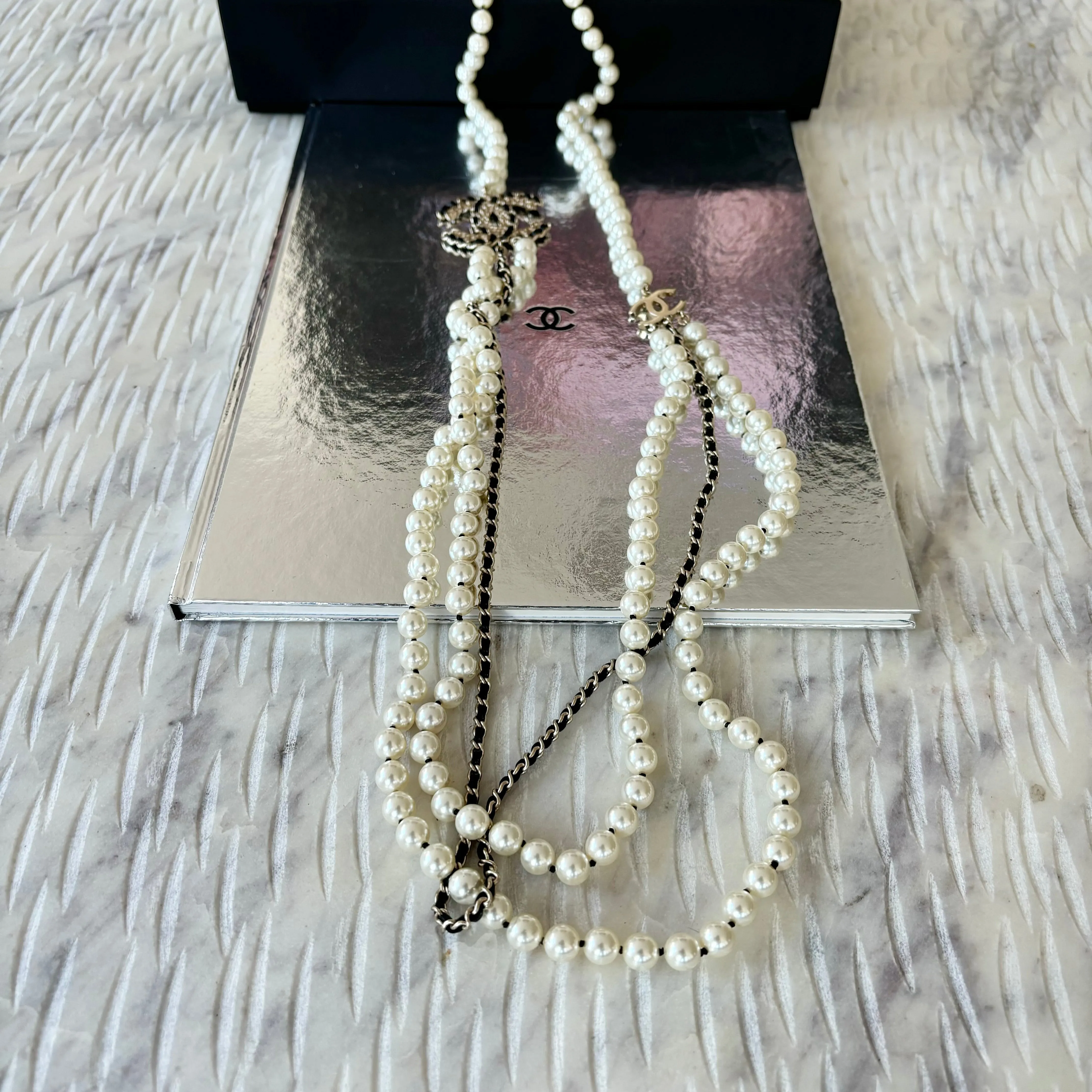 Chanel Long Pearl CC Necklace