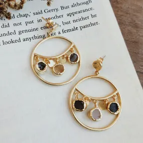 Circle and Stones Earrings