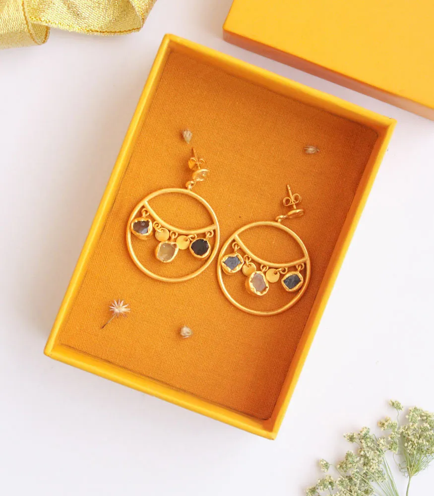 Circle and Stones Earrings