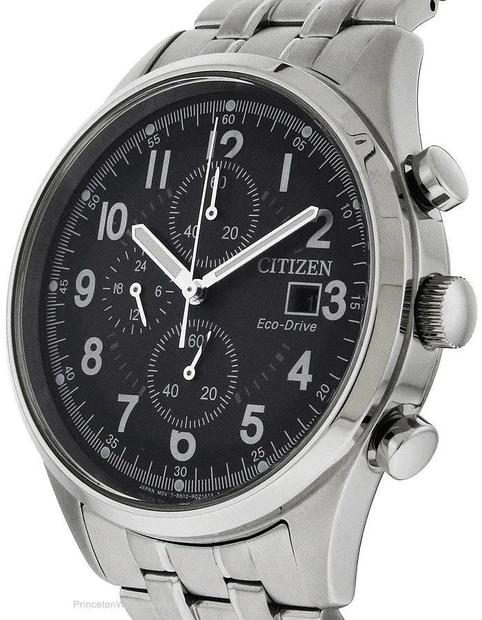 Citizen Eco-Drive Mens Chronograph - Stainless - Bracelet - Grey Dial - Date