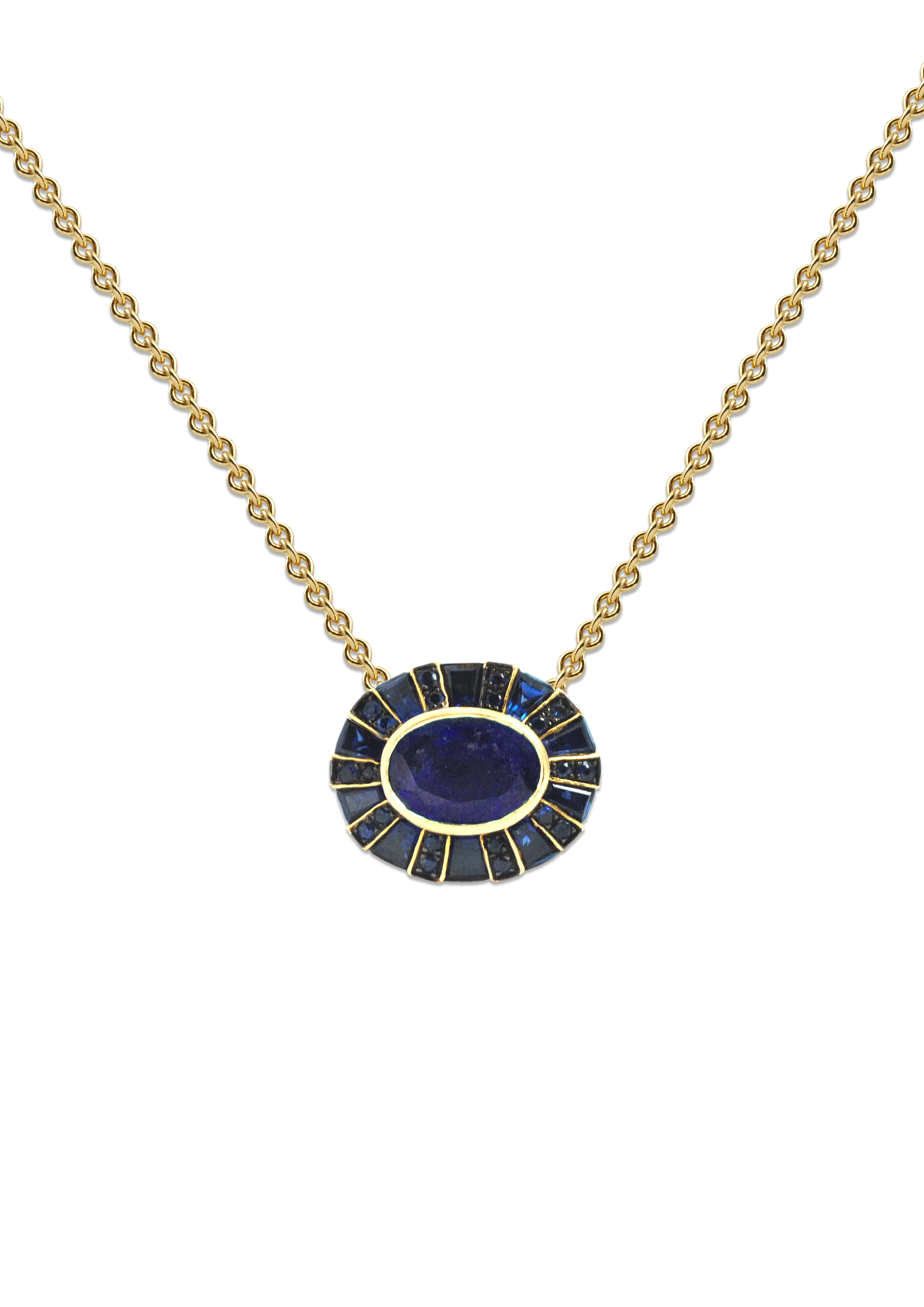 Classic 64 Twist Oval Blue Sapphire Necklace