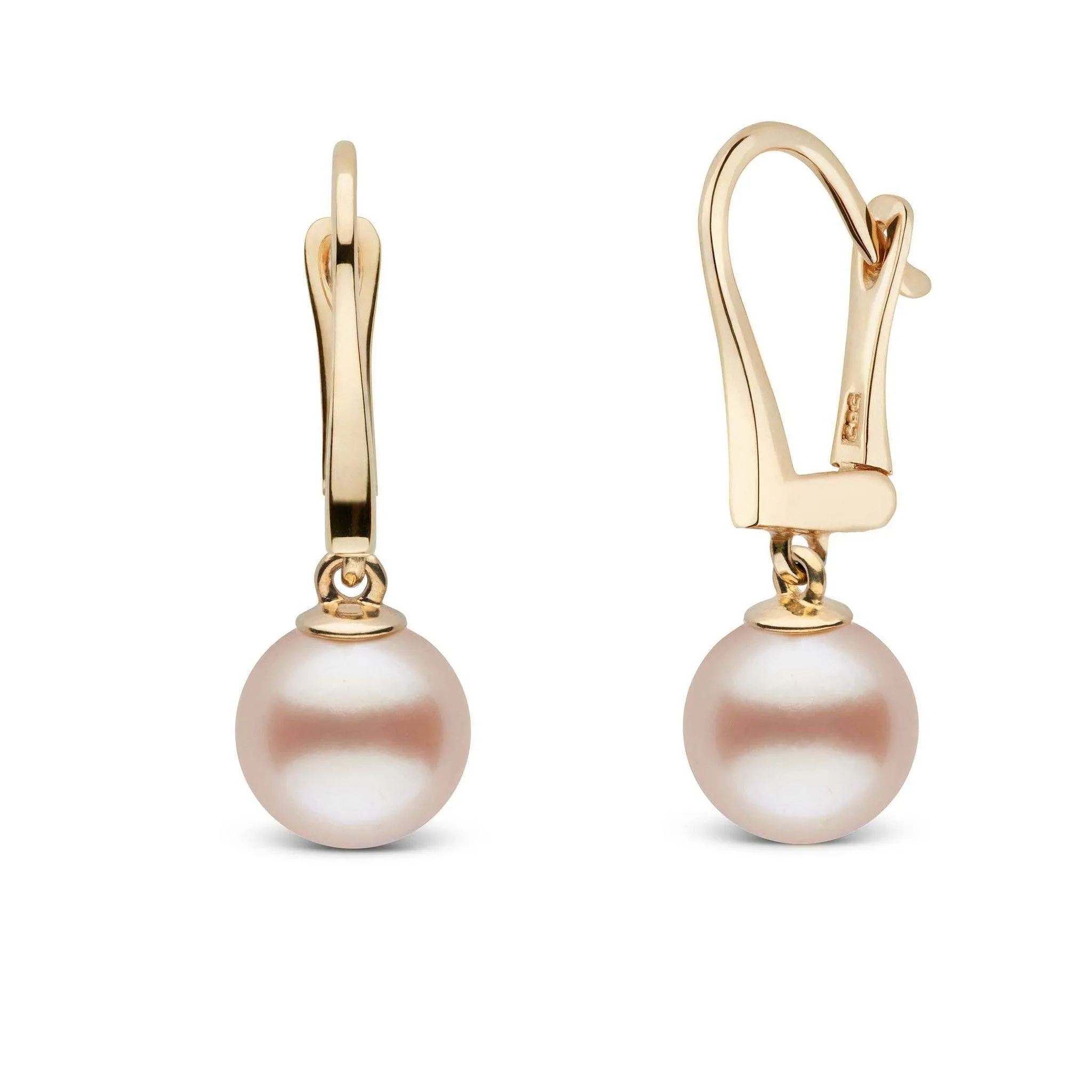 Classic Collection Pink to Peach Freshadama Freshwater 8.5-9.0 mm Pearl Dangle Earrings