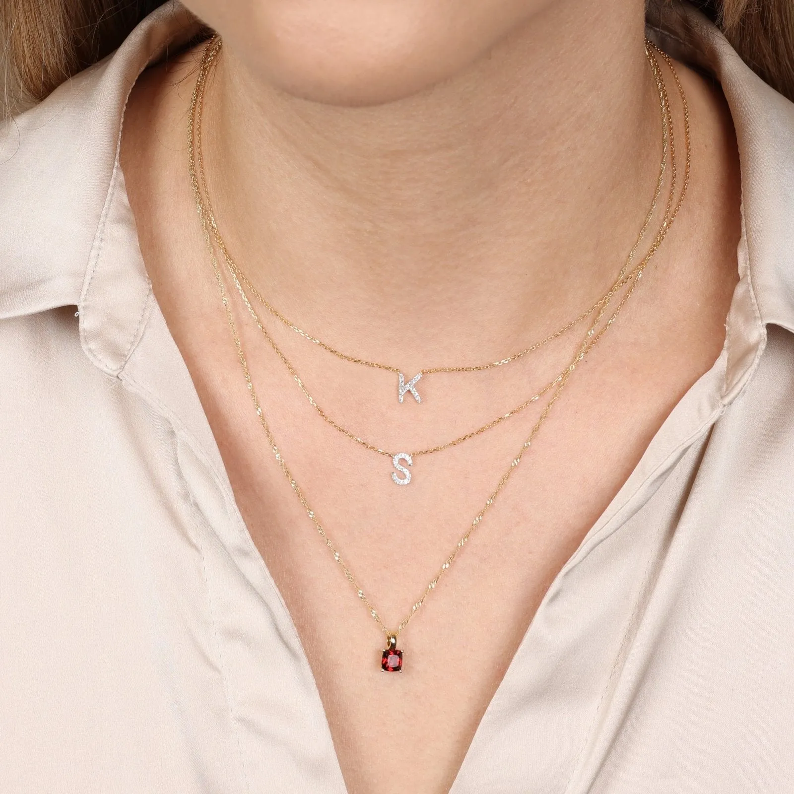 Classic Diamond Initial Charm Necklace