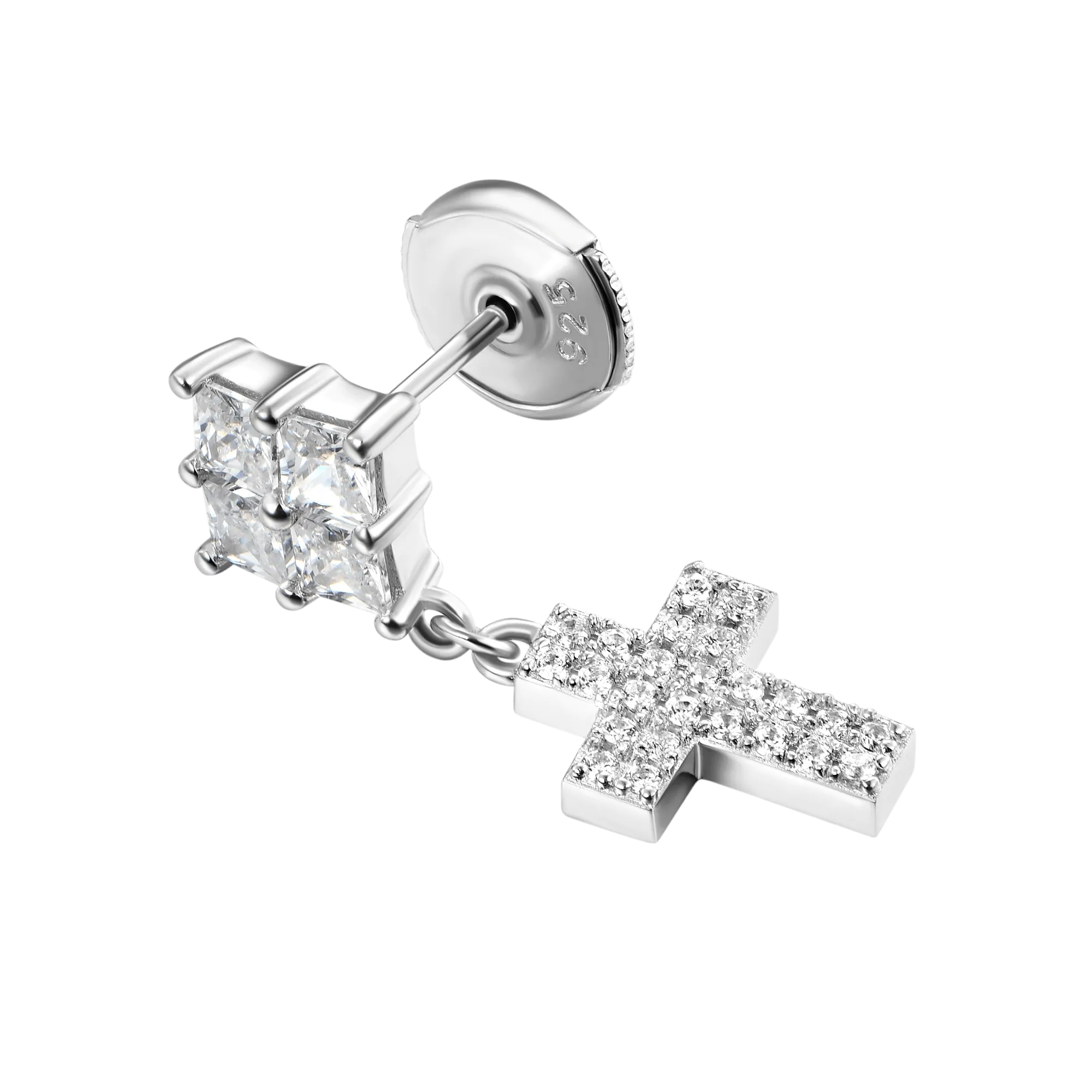 Cross Drop Earring - Single