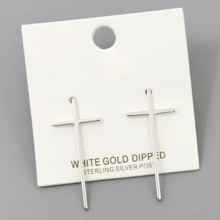 Cross Gold Dipped Stud Earrings