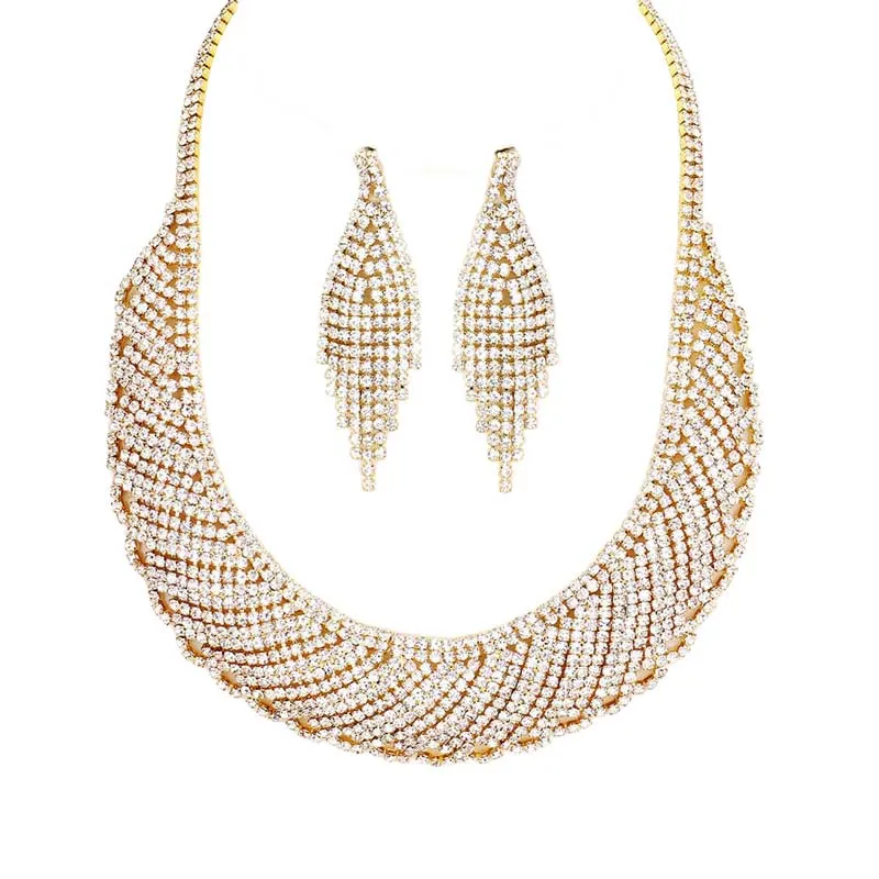 Crystal Rhinestone Bib Statement Necklace