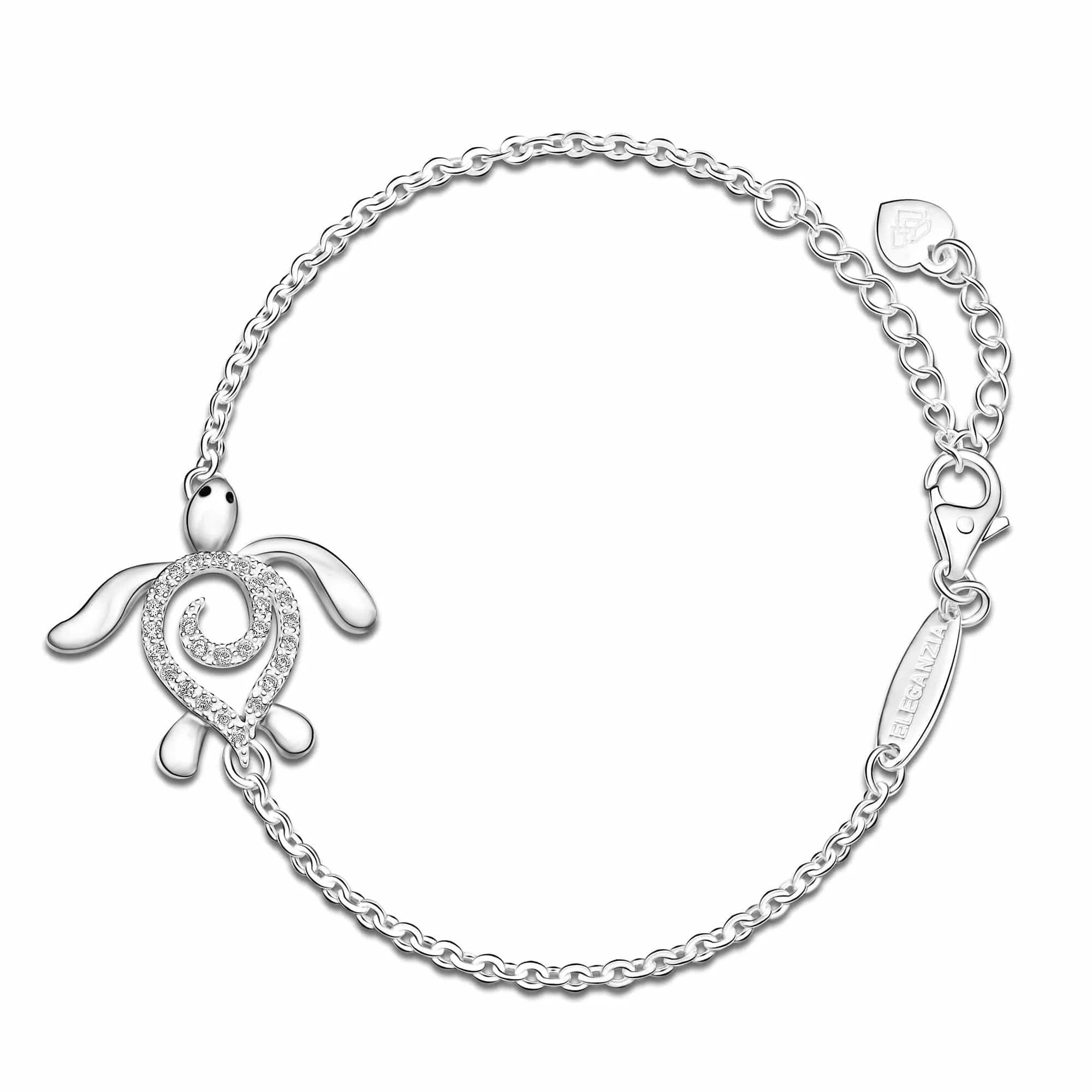 CZ Spiral Shell Turtle Sterling Silver Bracelet