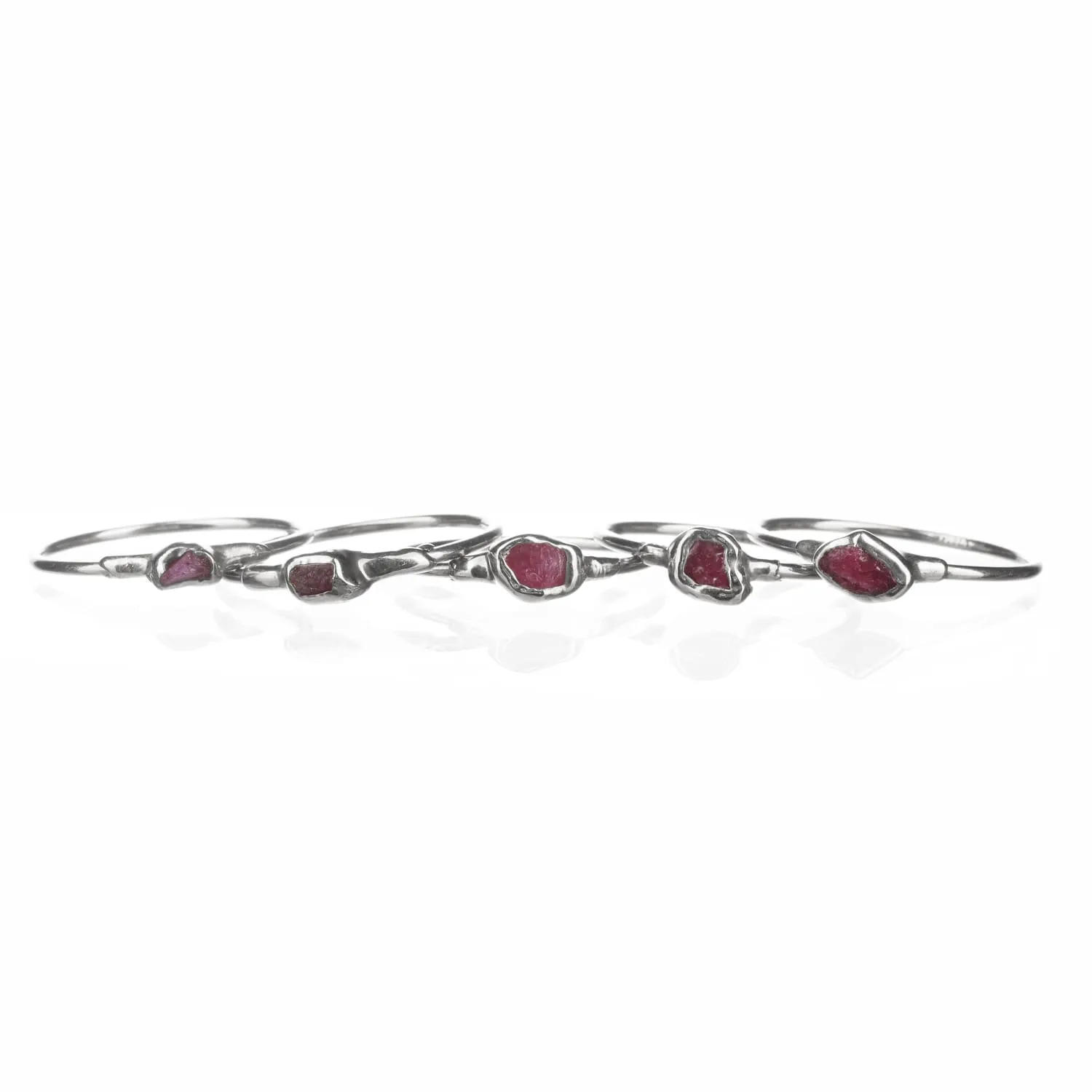 Dainty Raw Ruby Ring in Sterling Silver