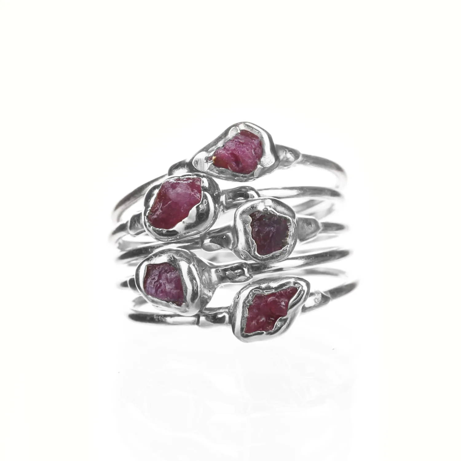 Dainty Raw Ruby Ring in Sterling Silver