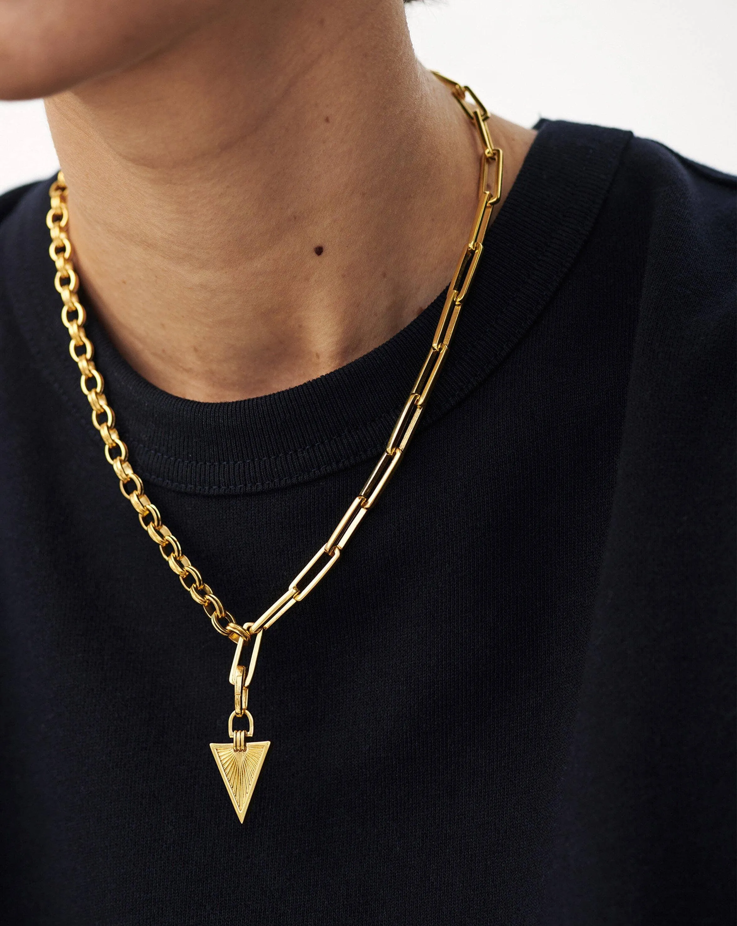 Deconstructed Axiom Ridge Triangle Chain Necklace | 18ct Gold Plated