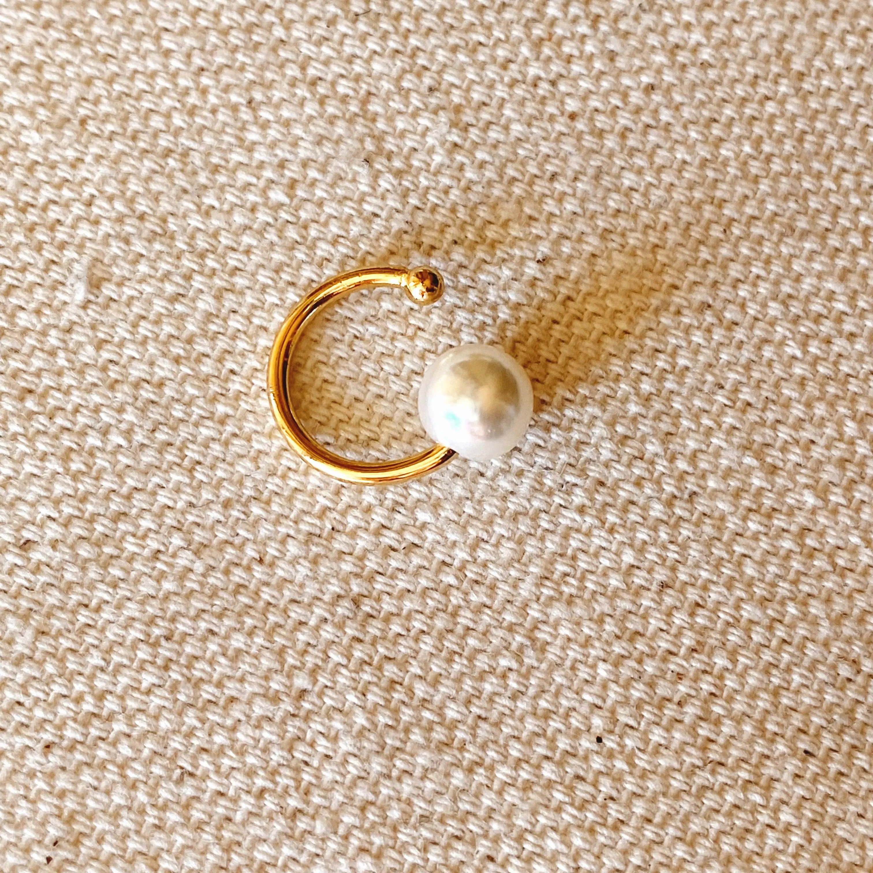 Delicate Pearl Ear Cuff in 18k Gold Filled