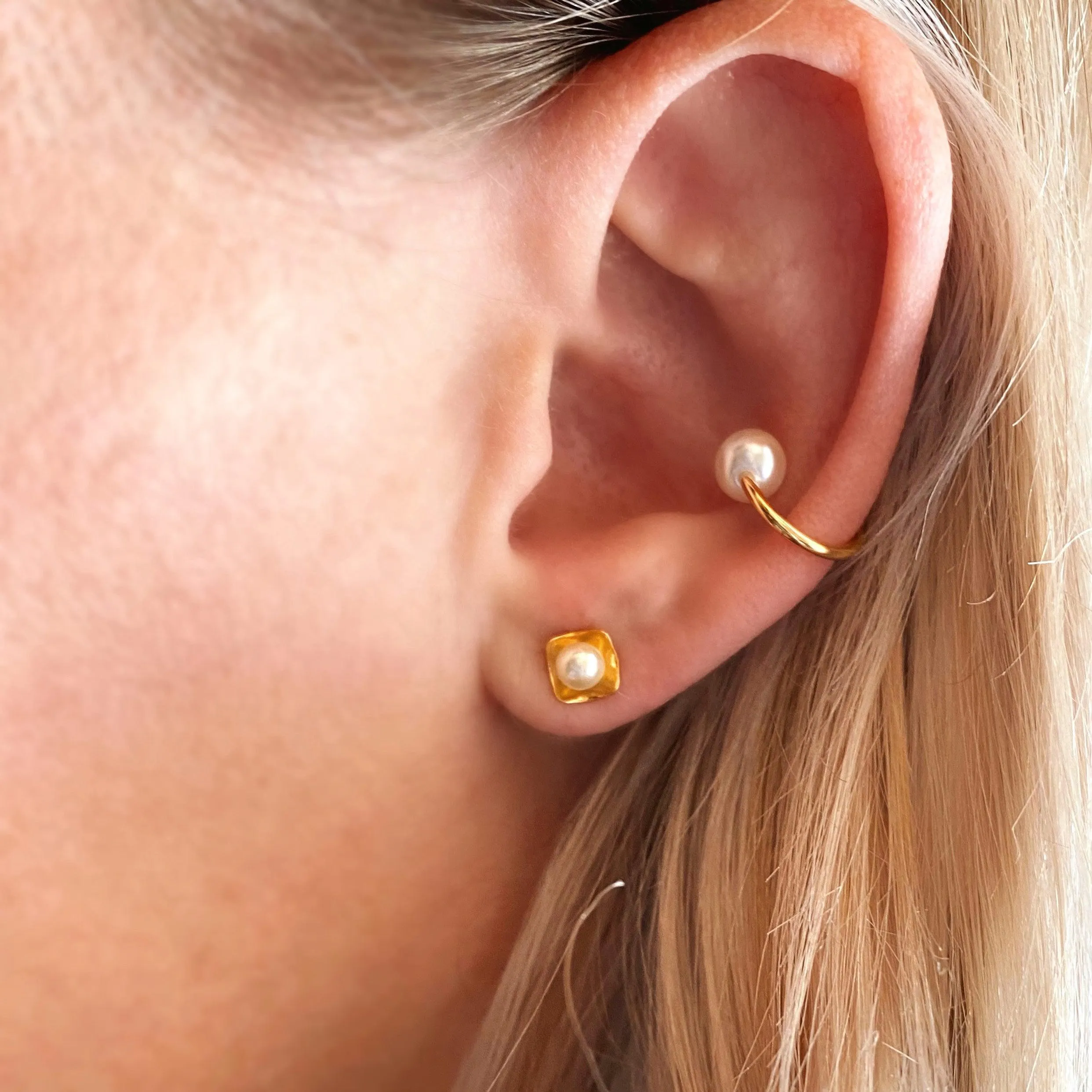 Delicate Pearl Ear Cuff in 18k Gold Filled