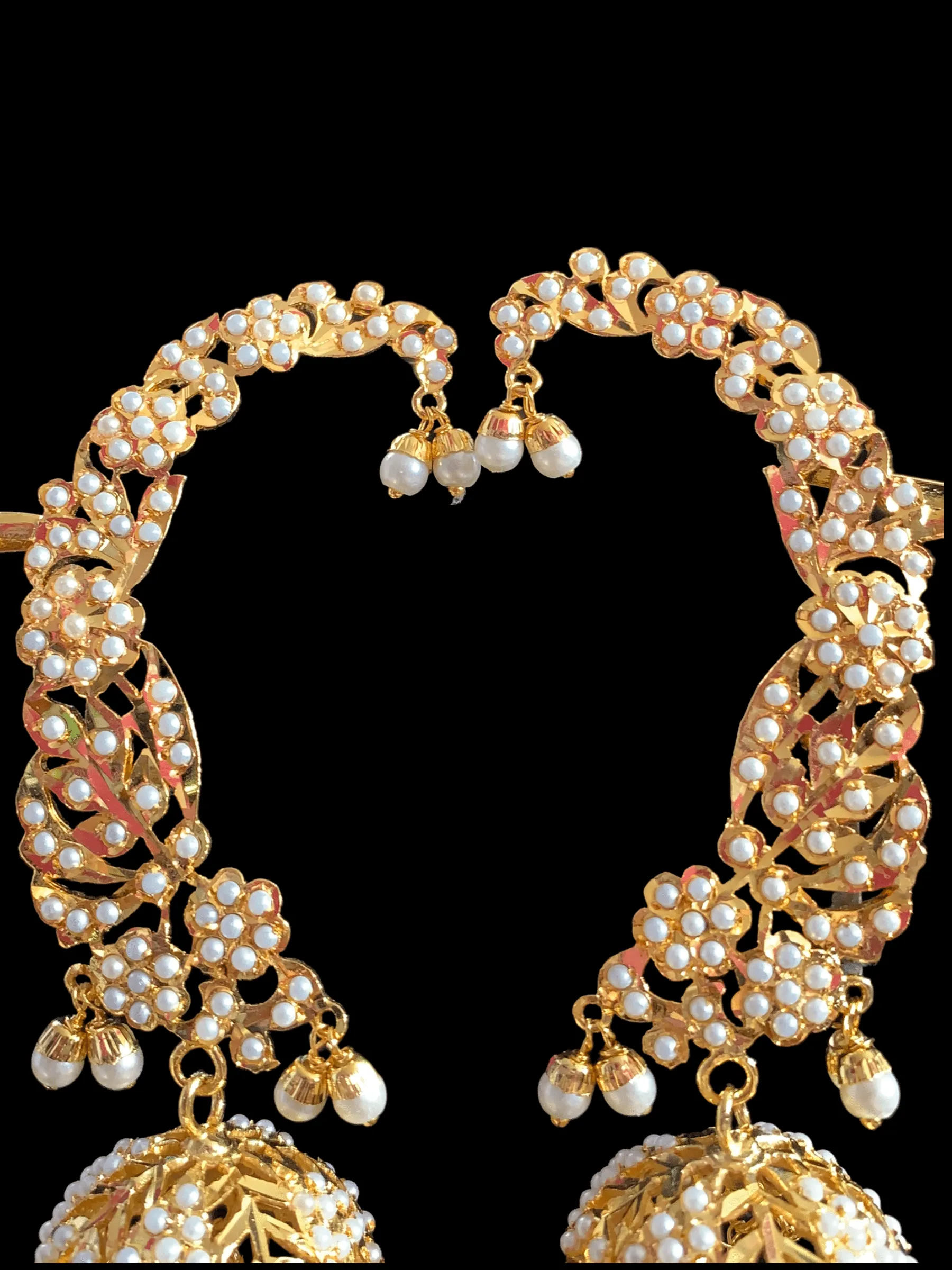 DER315 jadau kaanphool earrings in pearls ( READY TO SHIP)