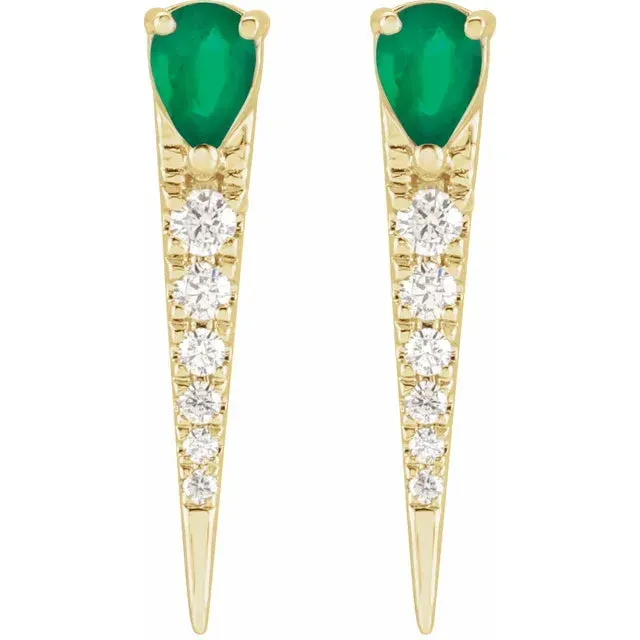 Diamond and Emerald Spike Earrings