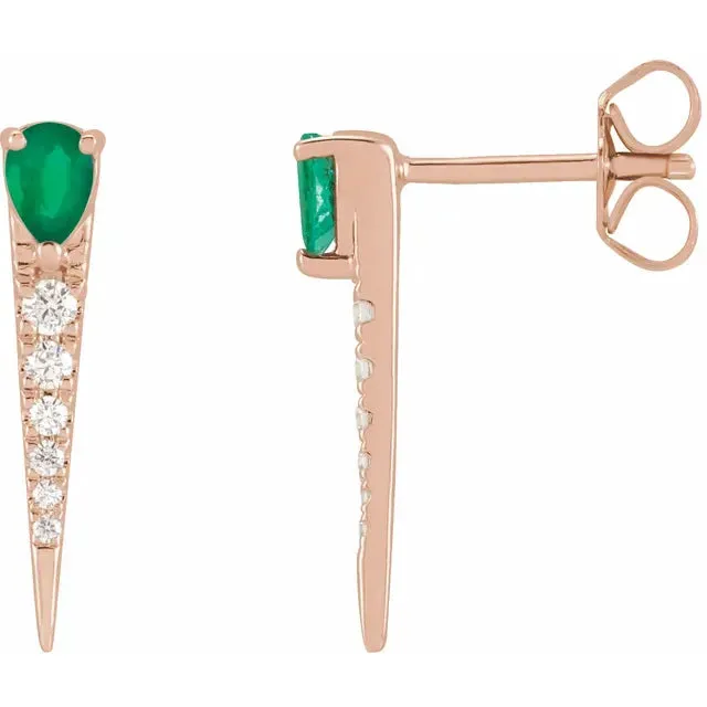 Diamond and Emerald Spike Earrings