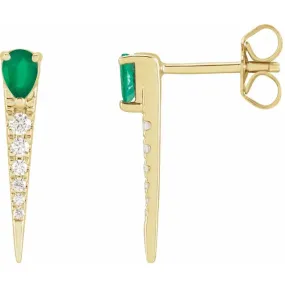 Diamond and Emerald Spike Earrings