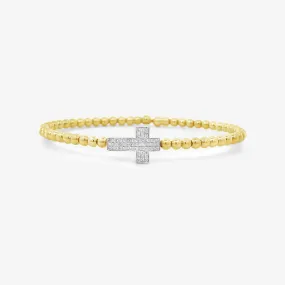 Diamond Cross Bead Bracelet