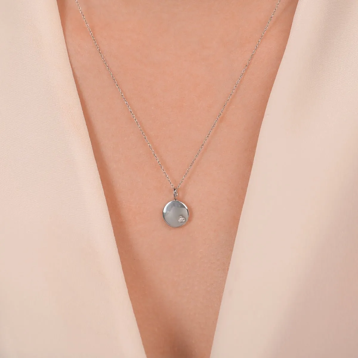 Diamond Heart Disc Pendant Necklace