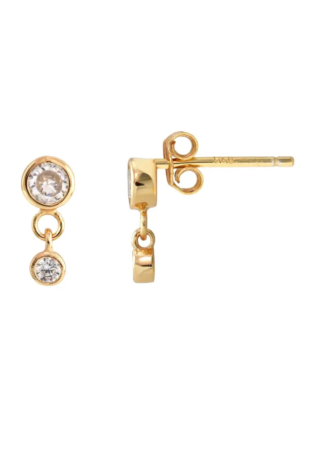 Double crystal swing stud earrings