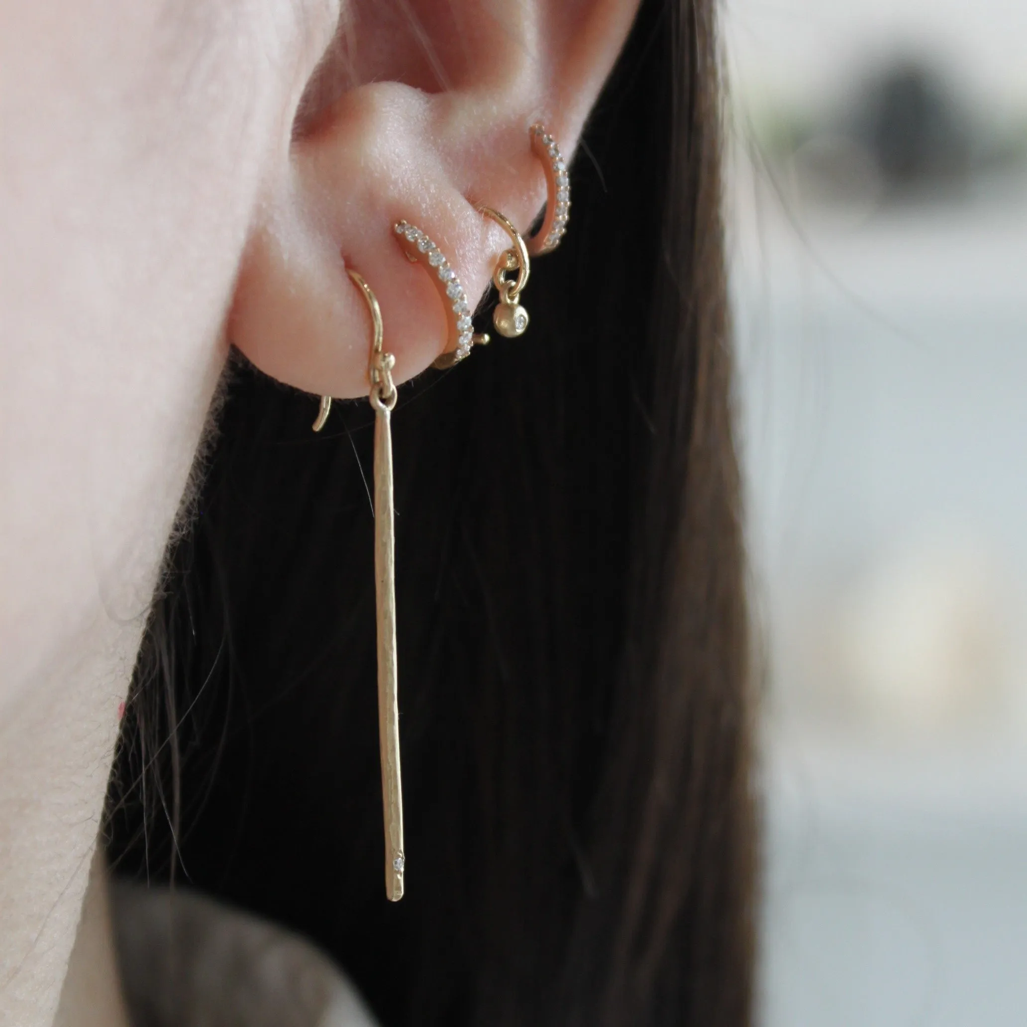 Drumstick Earrings with Single Diamond