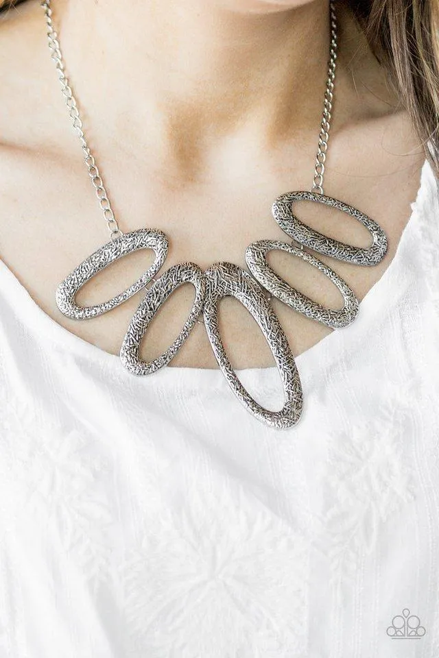 Easy Tigress Silver Statement Necklace - Paparazzi Accessories