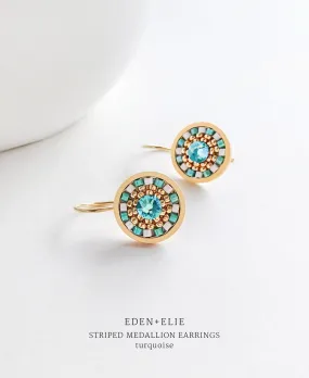 EDEN   ELIE Striped Medallion drop earrings - turquoise