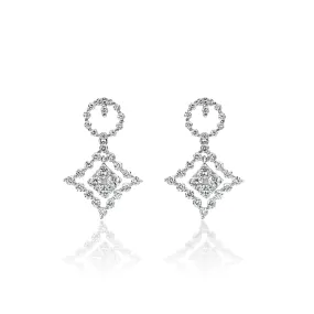 Emely 2 Carats Round Brilliant Cut Diamond Dangle Earrings in 18k White Gold