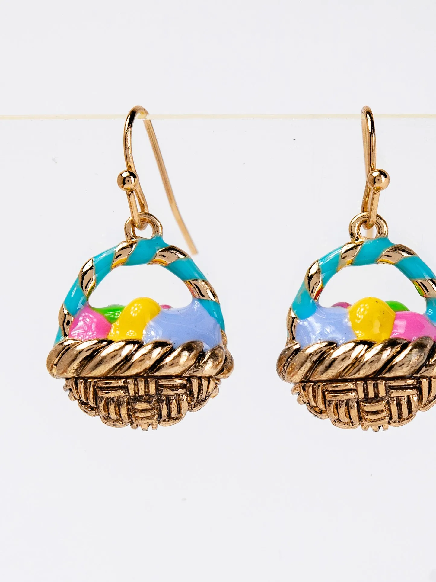 Emily Multicolor Easter Egg Basket Drop Earrings