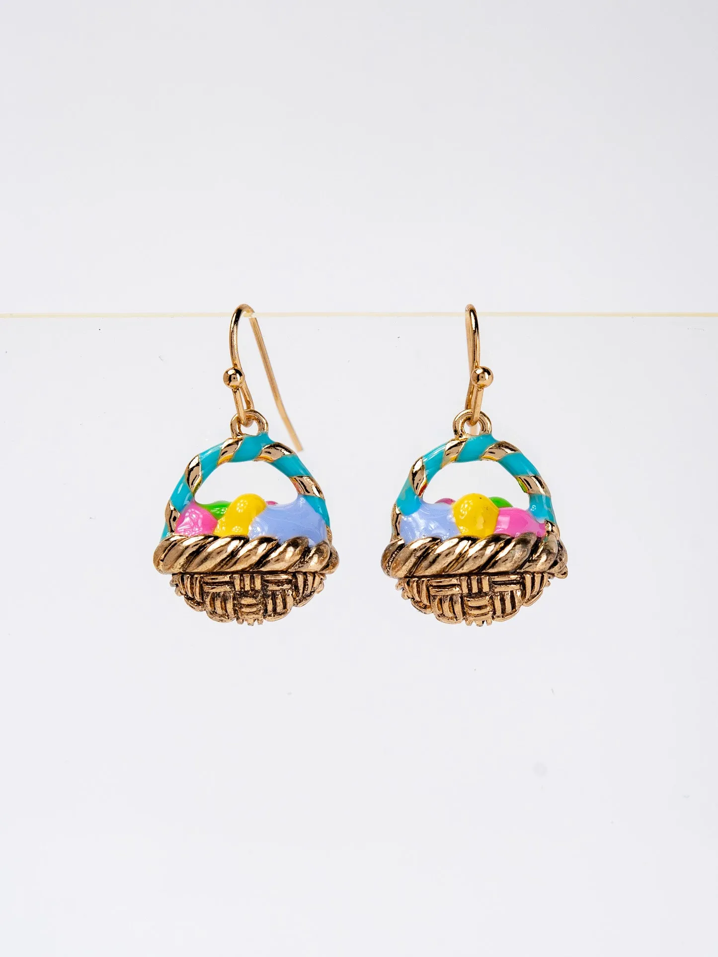 Emily Multicolor Easter Egg Basket Drop Earrings