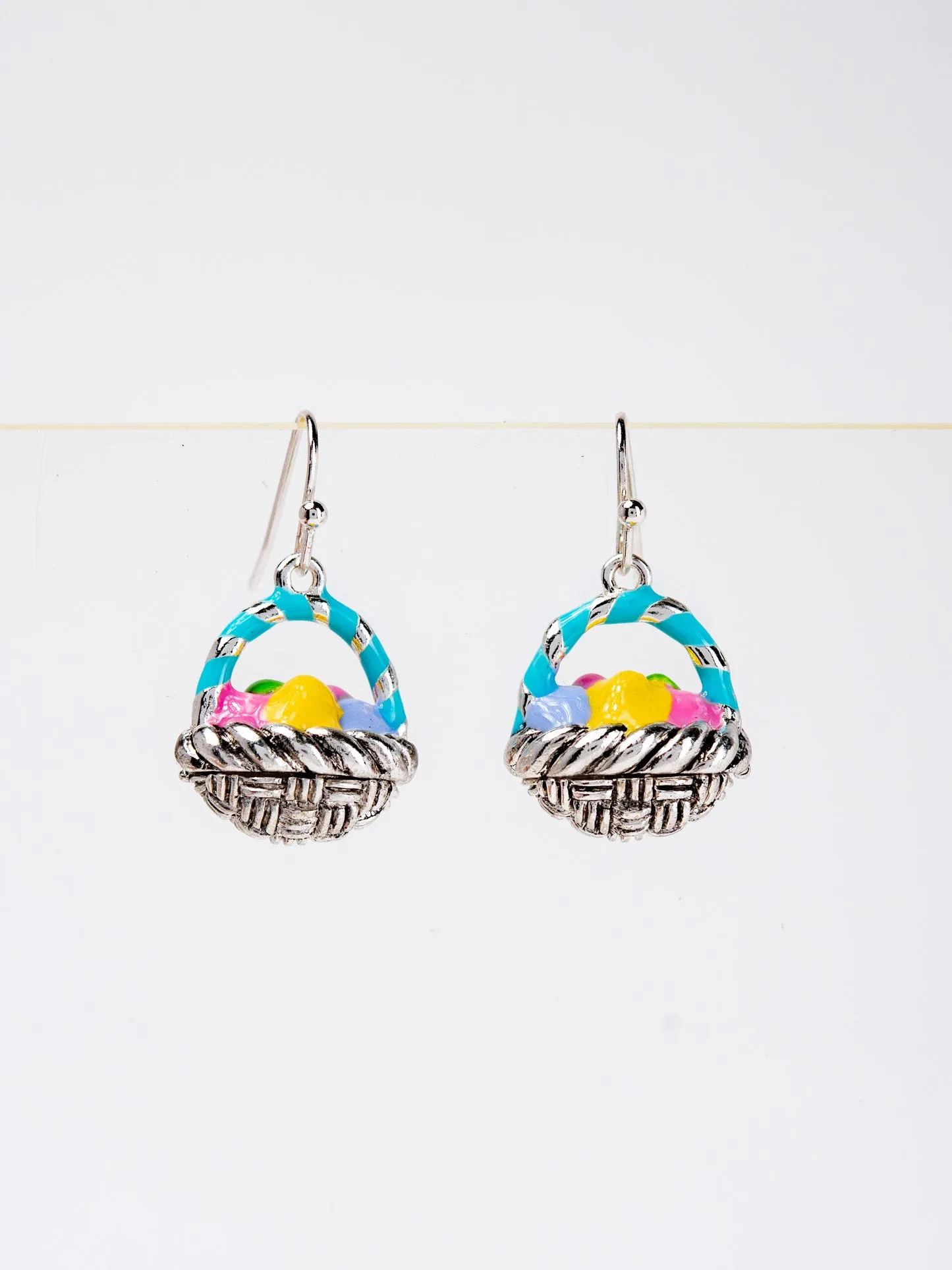 Emily Multicolor Easter Egg Basket Drop Earrings