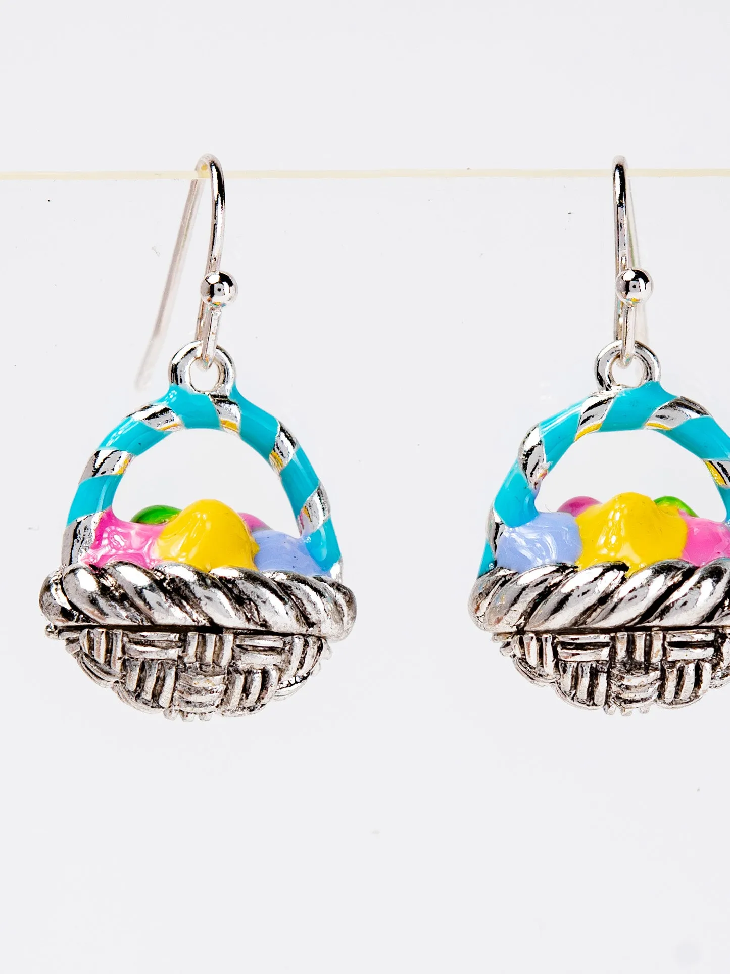 Emily Multicolor Easter Egg Basket Drop Earrings