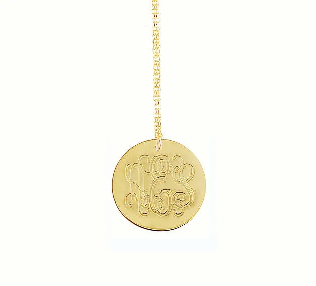 Engraved Gold Disc Necklace