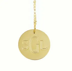 Engraved Gold Disc Necklace