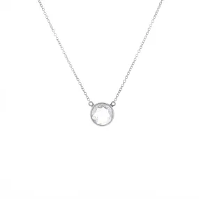 Estate 14k White Gold Solitaire 1.15ct Rose Cut Bezel Set Diamond Necklace