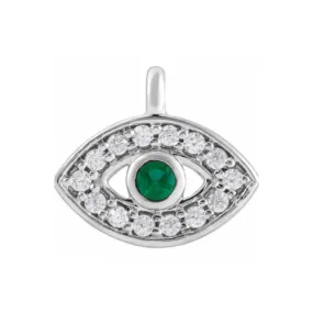 Evil Eye Charm | Emerald | 14k White Gold