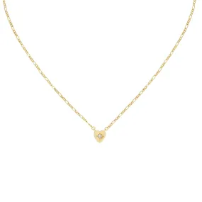 Five and Two Alice Heart Pendant Necklace in Clear CZ and Gold Plated