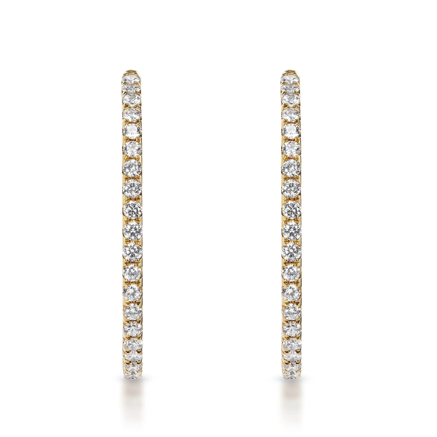 Gabriella 4 Carat Round Brilliant Diamond Hoop Earrings in 14k Yellow Gold