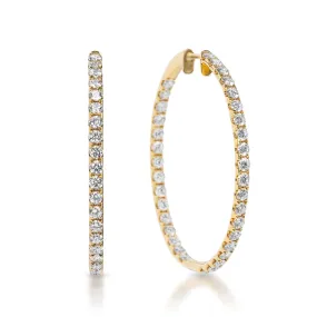 Gabriella 4 Carat Round Brilliant Diamond Hoop Earrings in 14k Yellow Gold