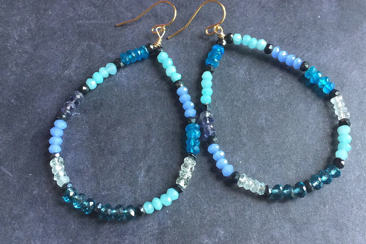 Gemmie Blues Hoop Earrings, metal choices