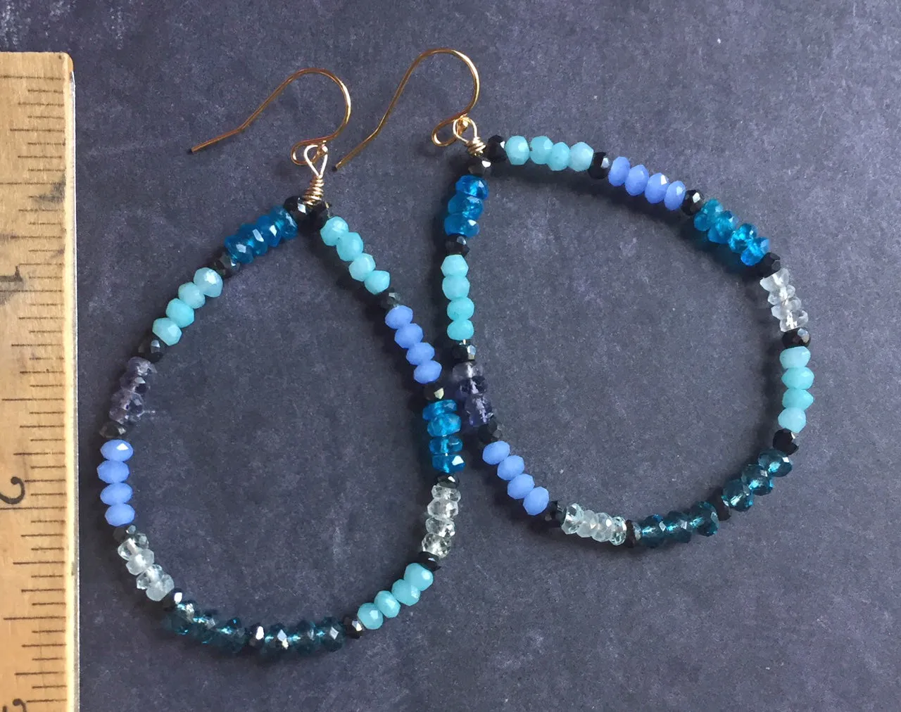 Gemmie Blues Hoop Earrings, metal choices