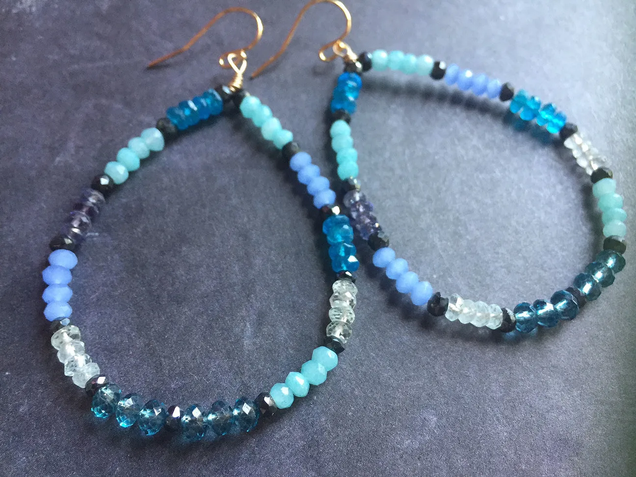 Gemmie Blues Hoop Earrings, metal choices