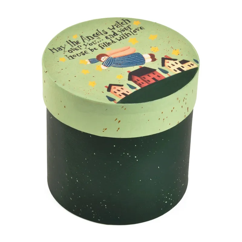 Gift Boxes-May the Angels Watch Over You...-Paper Mache-Tall Round-X-Small-Quantity 1