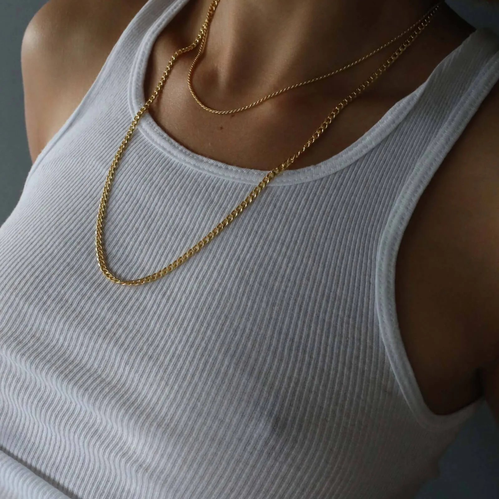 Gold Box Chain Necklace