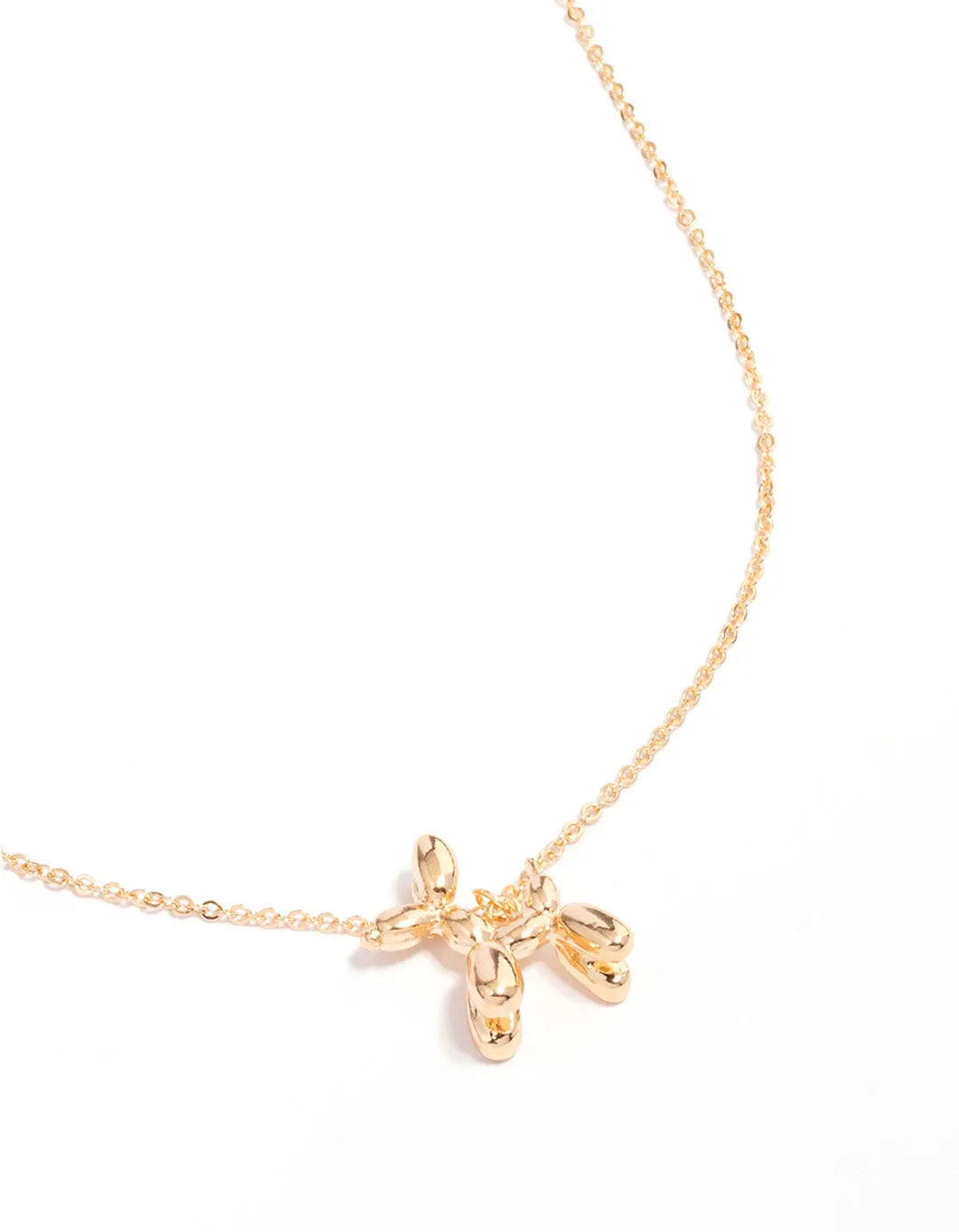 Gold Bubble Dog Short Necklace