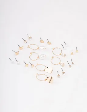 Gold Diamante Leaf Earring 12-Pack