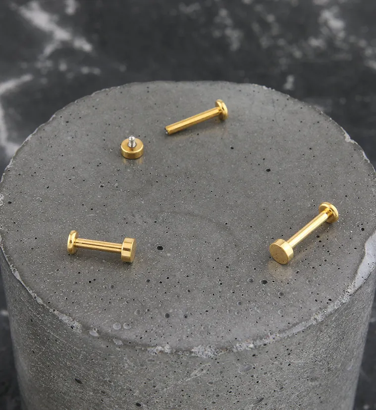 Gold PVD Flat Disk Internally Threaded Titanium Labret