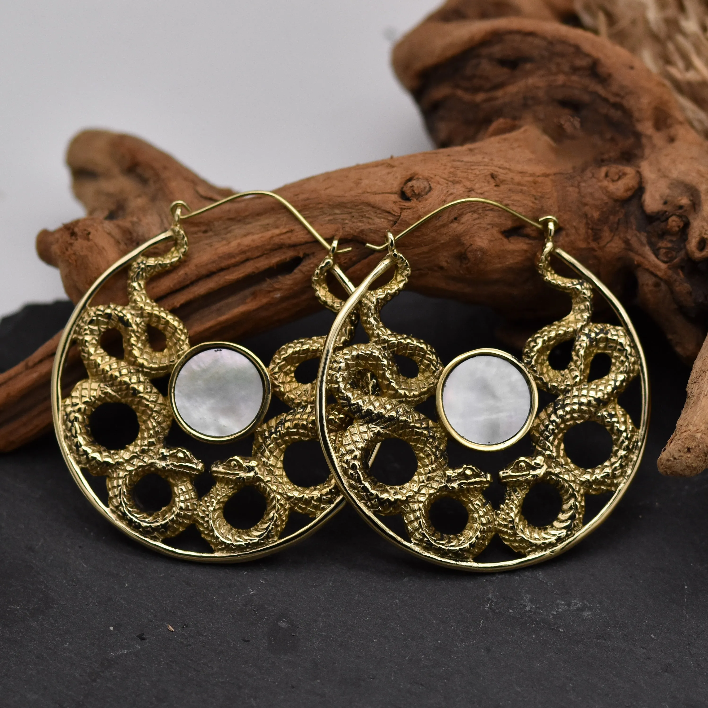 Golden Medusa Hoop Earrings