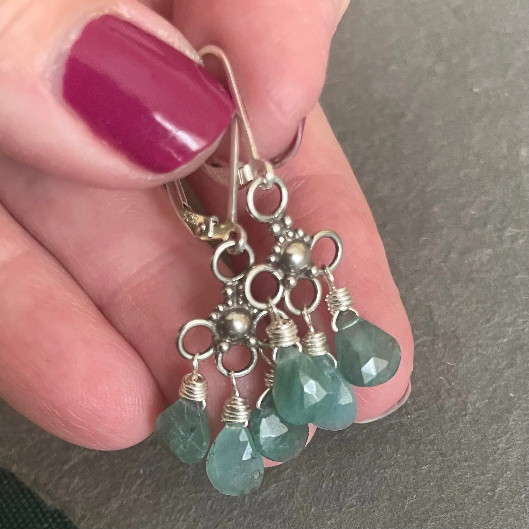 Grandidierite Mini Chandelier Earrings, OOAK