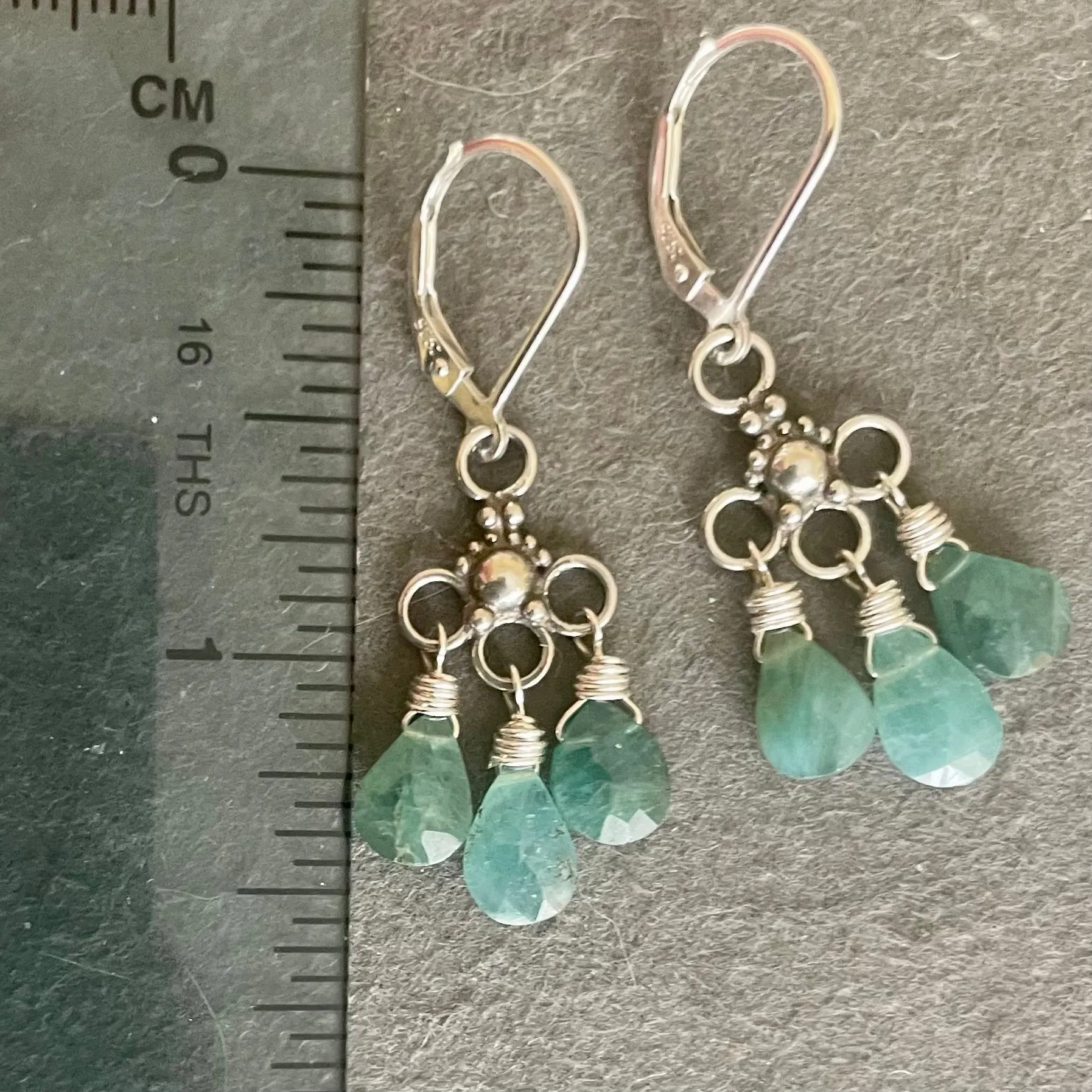 Grandidierite Mini Chandelier Earrings, OOAK