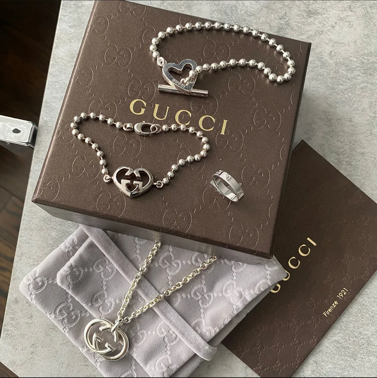 Gucci Sterling Silver GG Pendant Necklace